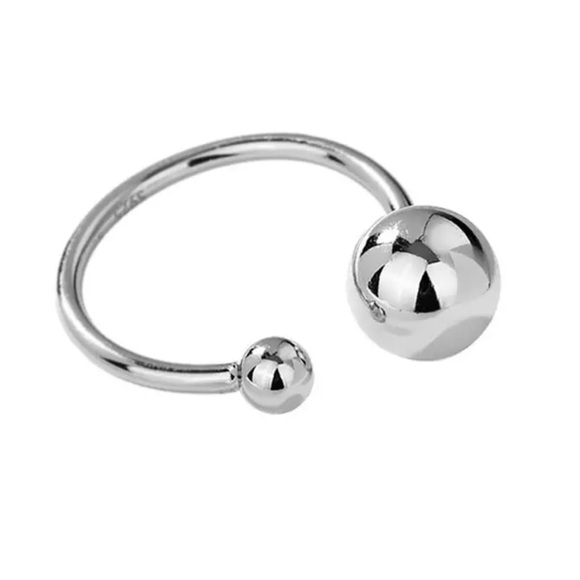NEW 925 STERLING SILVER ROUND BALL BEADS ADJUSTABLE RING, CUTE RING, SHINY RING. - Picture 2 of 6